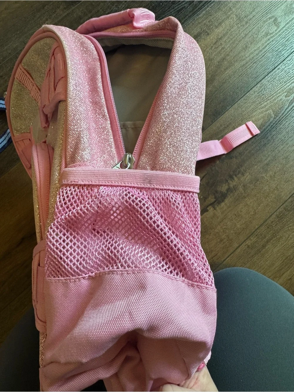 Small sized Pottery Barn Kids pink sparkly backpack